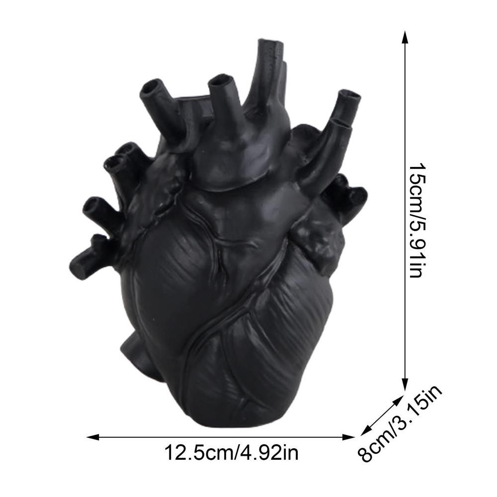 Vase en forme de cœur en résine, Vase créatif en forme de cœur pour Halloween, noir et blanc, en céramique, ornement de bureau pour la décoration de la maison