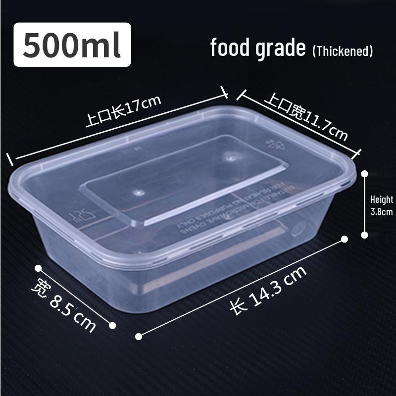 

50-Pack Disposable Rectangular Plastic Lunch Boxes with Lids for Fresh-Keeping and Takeout