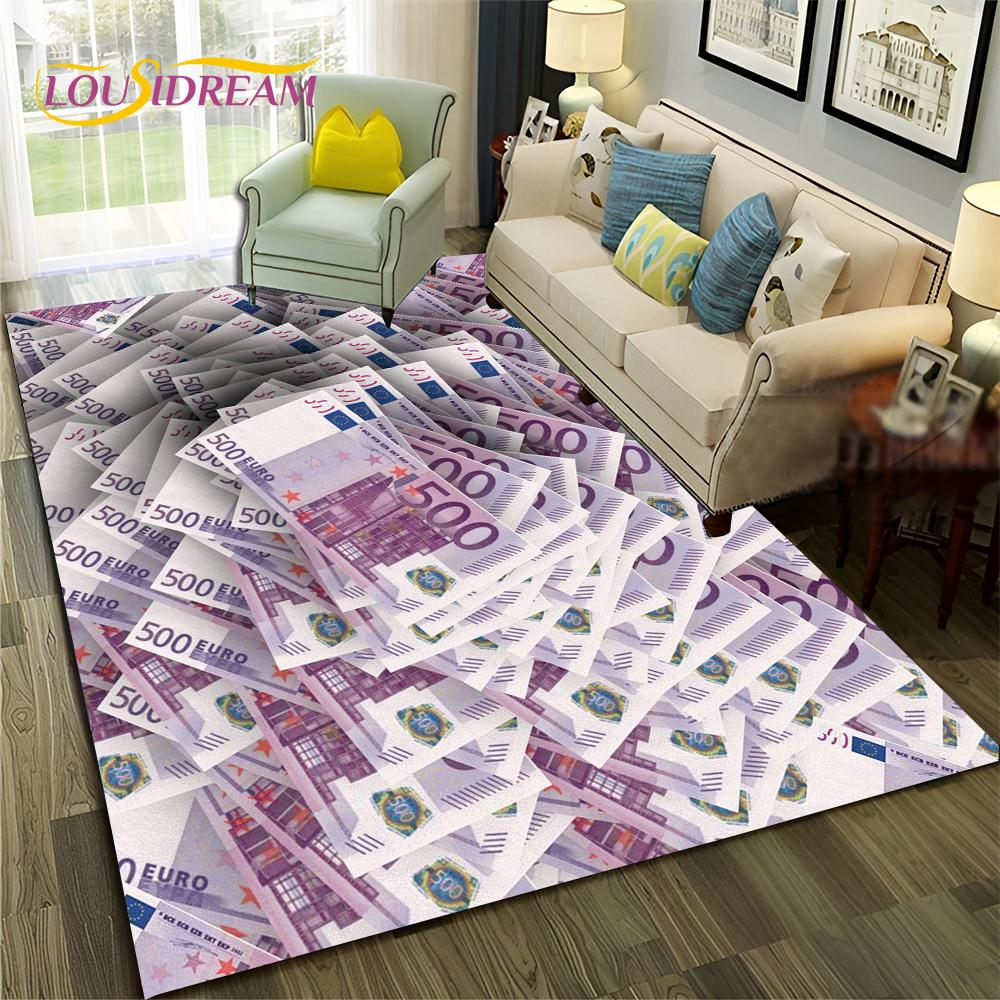 3D Dollar Euro Money  Rich Pattern Carpet Rug for Home Living Room Bedroom Sofa Doormat Decor,Child Area Rug Non-slip Floor Mat