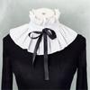 Women's Vintage Ruffle Stand False Collar with Ribbon Tie Victorian Renaissances Detachable Neck Ruff Shawl Cape Boleros