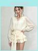 Chancloi Vietnam Fashion Long Sleeve Waist Tie Flared Mini Skirt For Youth