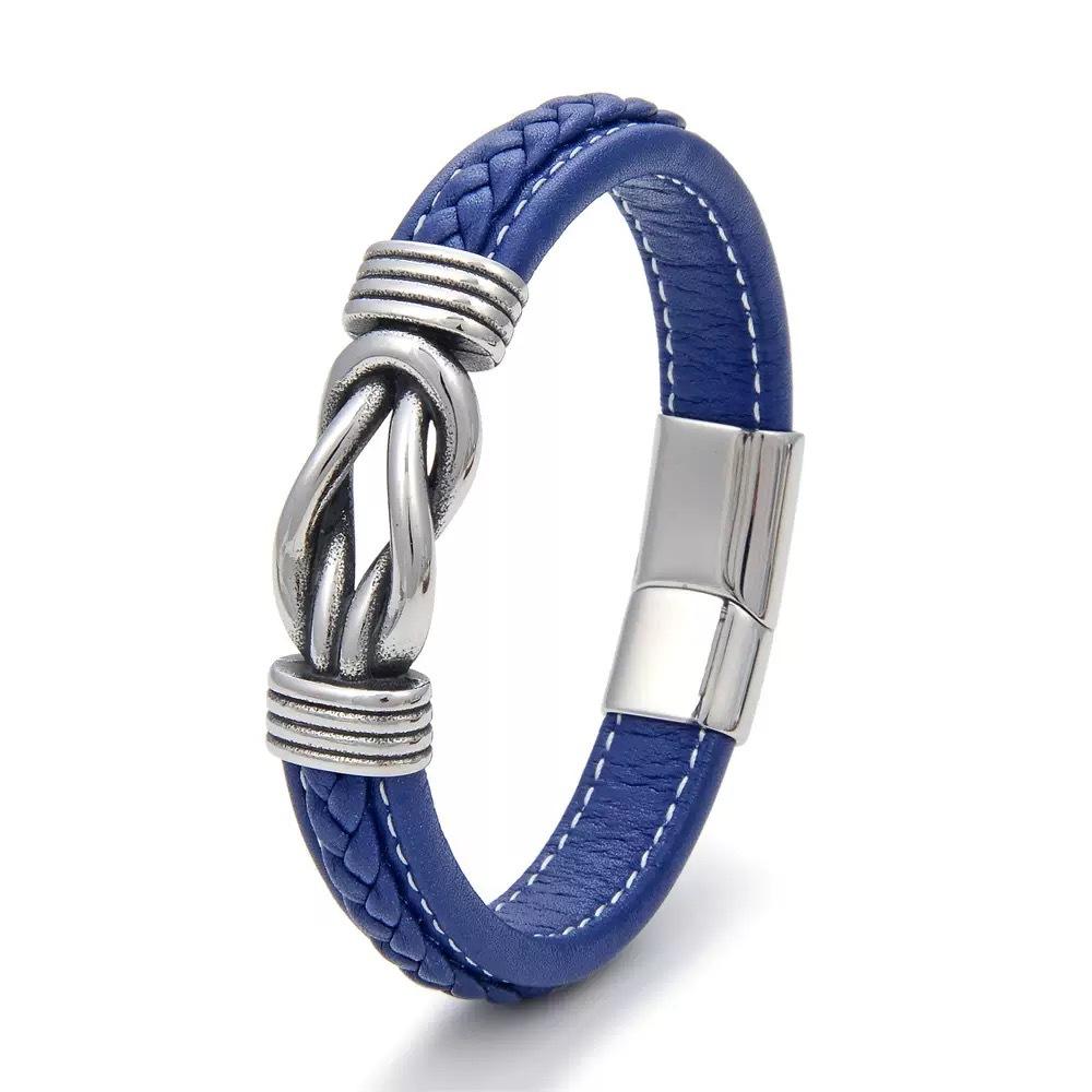 Jewelry Simple Two-color Leather Men's Bracelet Stainless Steel Magnet Buckle Trend Bracelet Creative Accessories