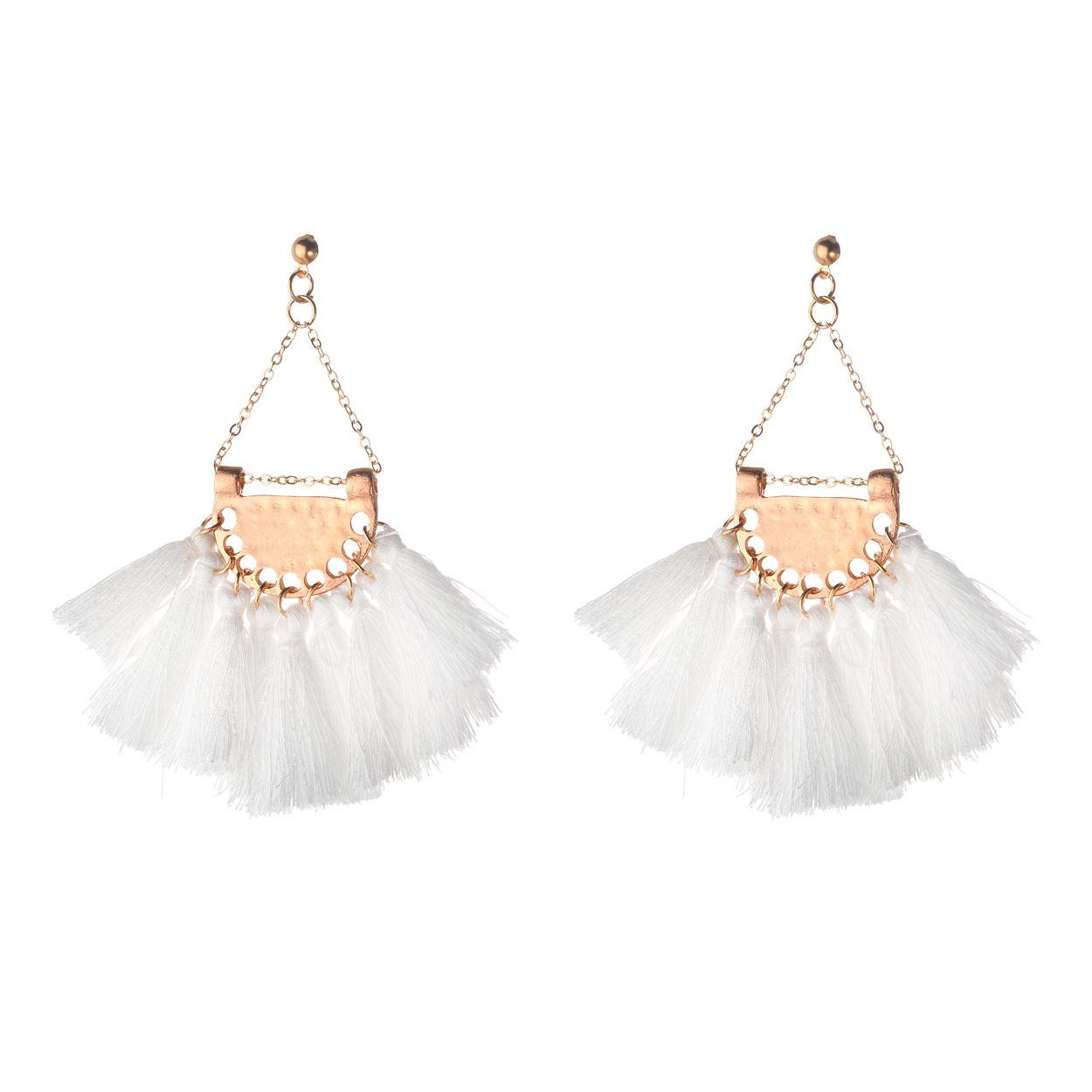European and American Fan-shaped Tassel Earrings - New Style Jewelry