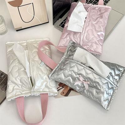 High Quality Bow Tissue Bag Portable Multipurpose Paper Towel Pouch Storage Bag Home