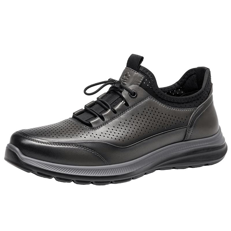 Montagut Men s Breathable Hollow Casual Leather Shoes 38