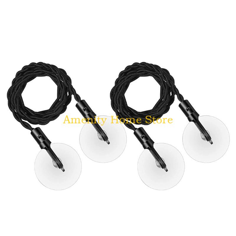 F26C 2pcs 2.8M Travel Clotheslines Business Outdoor Camping Drying Tools Non-Slip Clothes Line with Hooks Suction Cup Elastic