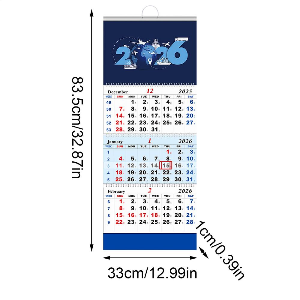 

2026 Wall Calendar, New Year 4-folding Calendar Aviation Theme Office Monthly Schedule Planner Wall Calendar, New Year Gifts