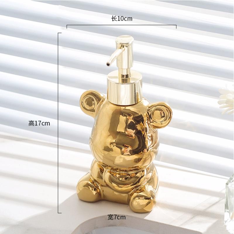Ceramic Art Cartoon Bear Lotion Bottle, Bathroom Accessories, Household Shower Gel, Sub Packaging Bottle, Luxury Shampoo Bottle