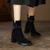 Fashion 2025 New Autumn Women Boots Round Toe Chunky Heel Cow Suede Leather Women Shoes Short Modern Boots Daily Shoes Platform Boots