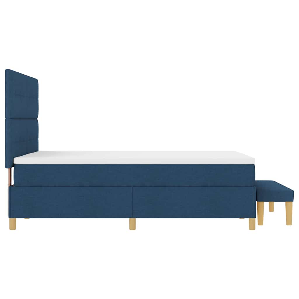 Box Spring Bed with Headboard Blue 190 x 140 cm Fabric