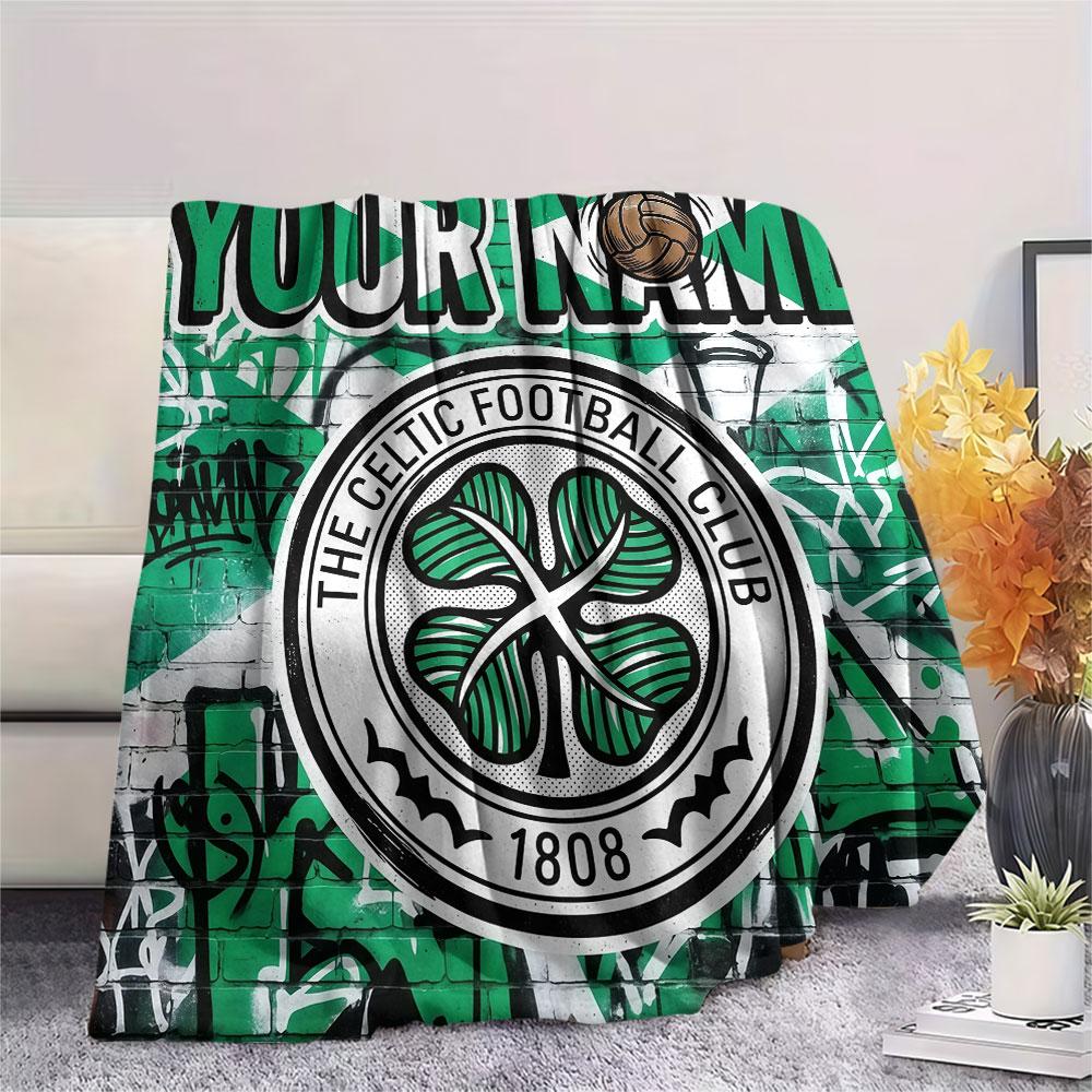 Custom Name,Celtic FC Printed Flannel Blanket, soft throw for bedroom sofa, washable, Christmas present, great gift.