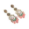 Inlaid Rhinestone Flower Necklace Earring Trendy Clavicle Chain Pink Water Drop Necklace  Party