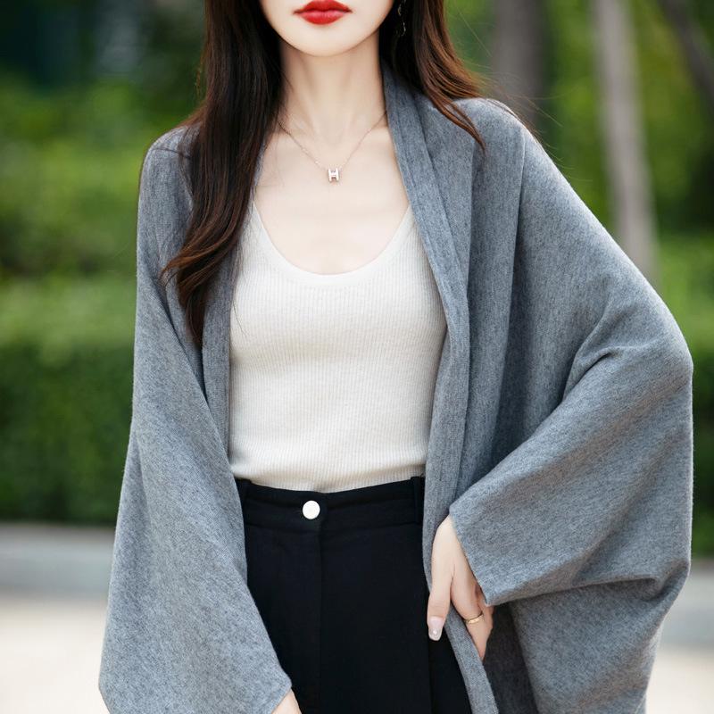 Women's Long-Sleeve Knit Cardigan - Spring/Autumn 2024, High-End, Loose Fit Sweater, Elegant Top