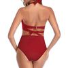 Sexy Zweiteiler Hohe Taille Bikini Sets Neckholder Einfarbig Retro Raffung Gedruckt Badeanzug Brasilianische Bademode Damen 2026 Badeanzüge