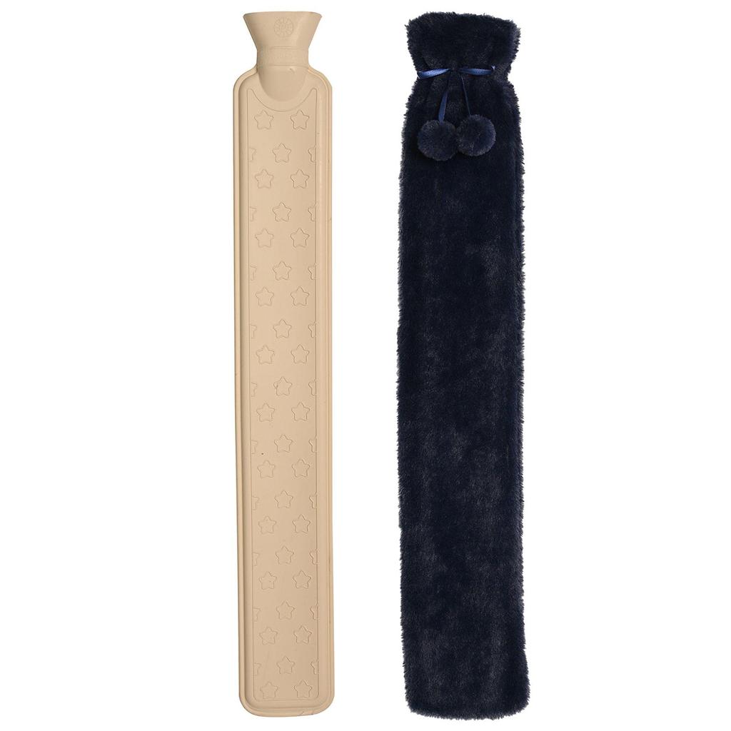 Sophia Layers Soft Faux Fur 1.7L Long Hot Water Bottle - Navy Blue