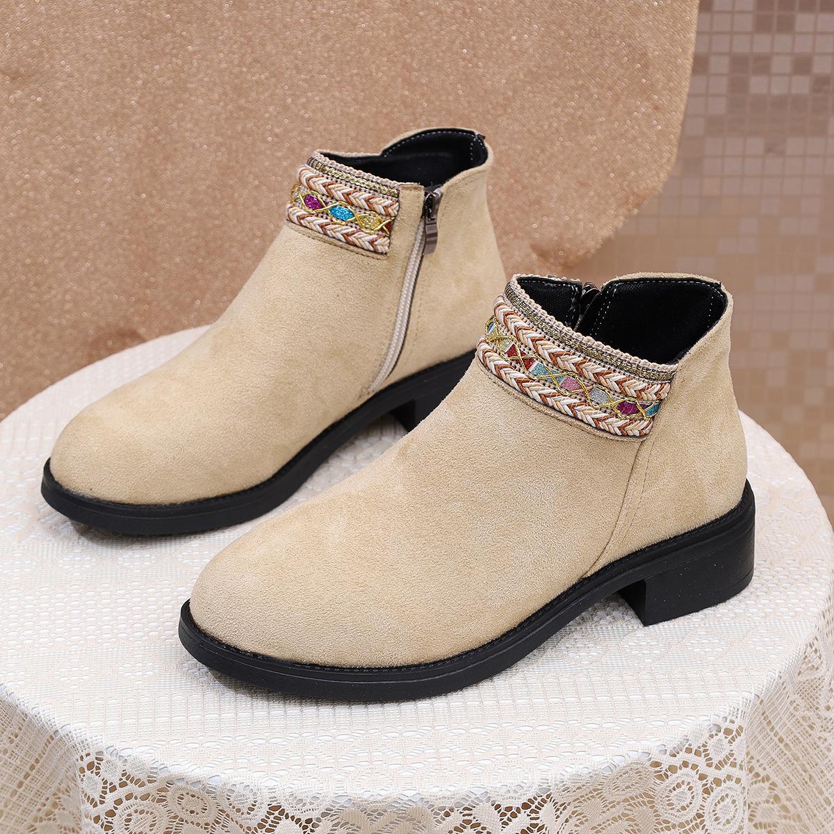 

Women s Chinese style fashion lightweight comfortable warm thick sole comfortable non-slip cushioning hiking travel sports casual Martin boots 41 абрикосовый