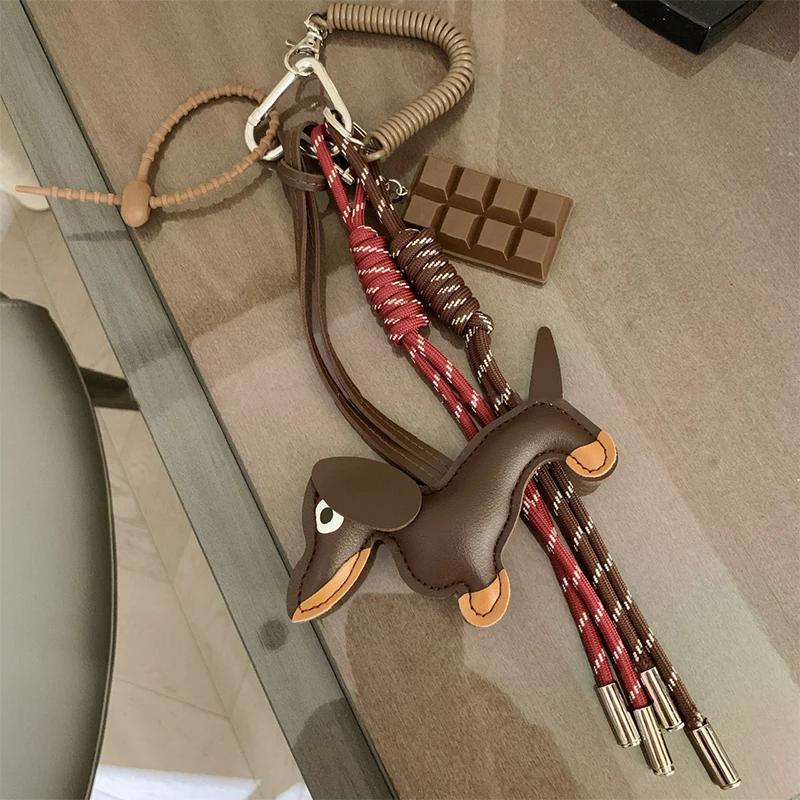 Bag Charm New Vintage Braided Rope Bag Pendant High-grade Creative Pendant Maillard Cute Sausage Dog Bag Accessories