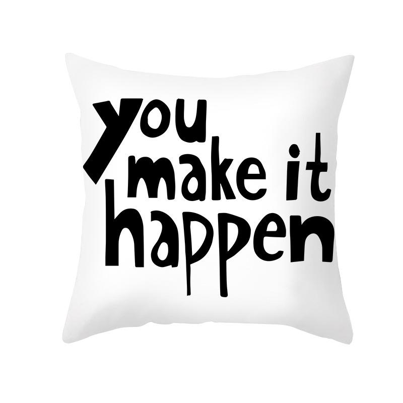 Neuer Kissenbezug Pfirsichhaut Schwarz-Weiß-Buchstabendruck Sofakissenbezug Büro-Kissenbezug