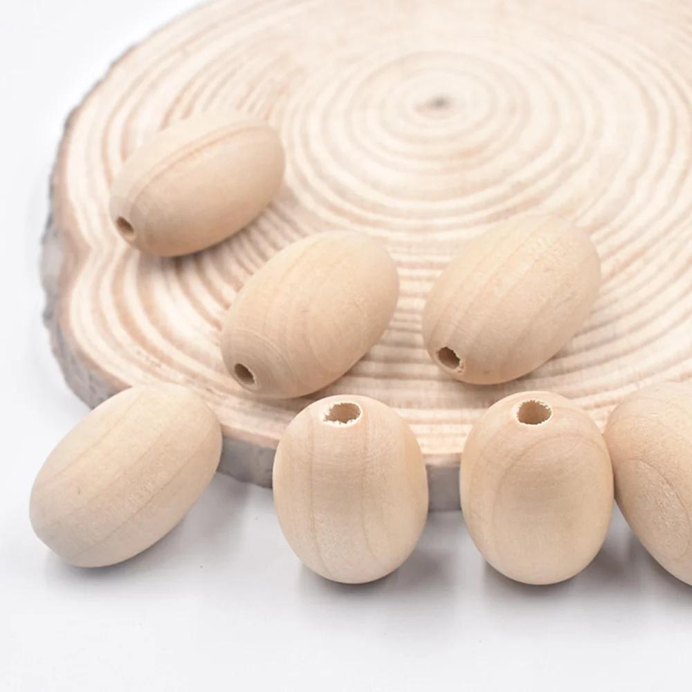 20pcs Oval 30x20mm Natural Wood Loose Beads for DIY Crafts Woodcraft Jewelry Making Accessories