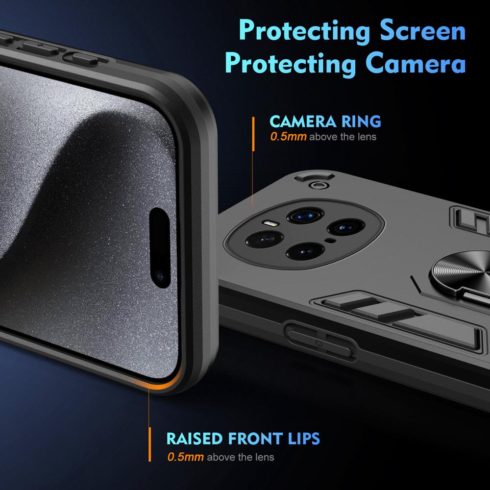 KEYSION Coque Antichoc pour HONOR Magic 7 Pro 5G Silicone+PC Coulissante Protection Caméra Bague Support Housse de Téléphone pour Honor Magic7 Pro