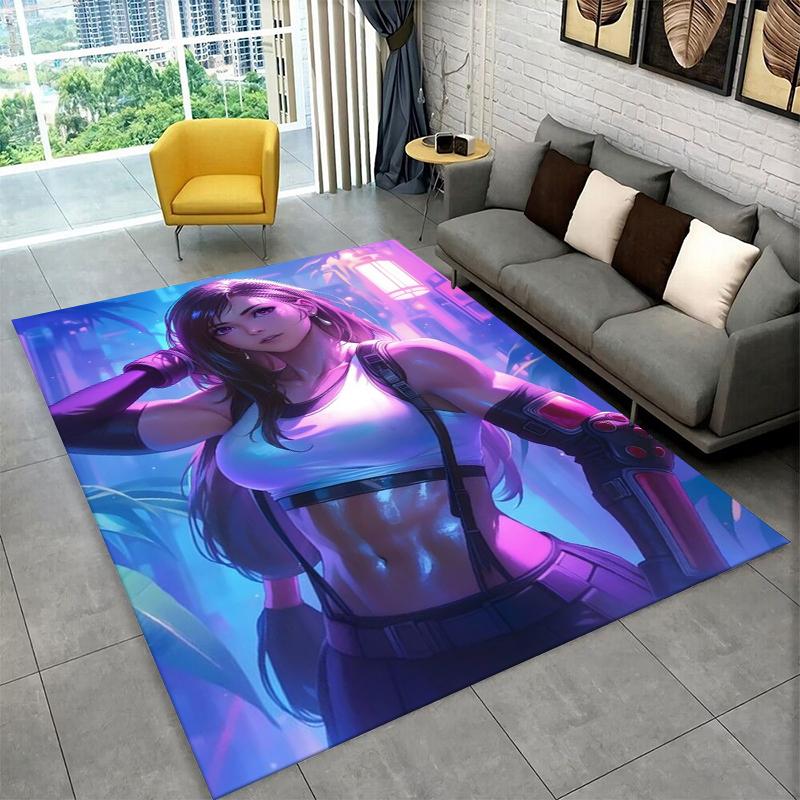 Cloud Tifa Final Fantasy Spiele Sephiroth Teppich Teppich für Schlafzimmer Wohnzimmer Sofa Spielzimmer Fußmatte Heimdekoration,Teppich Rutschfest