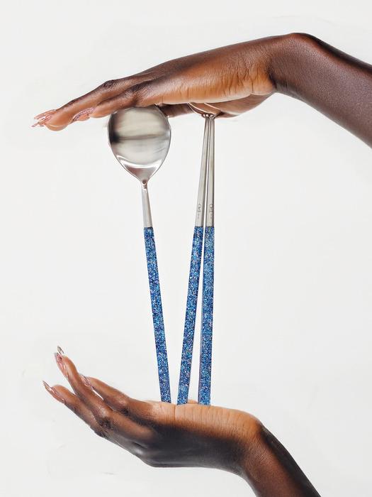 

ordistix [Ordistix] Signature Pulley Glitter Korean Cutlery Set (Choose one of five colors) Golden Glow