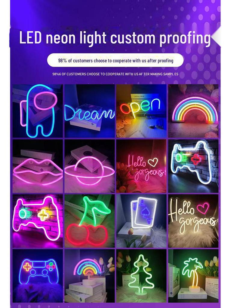 LED Neon Game Controller Light with Transparent Back Panel for Game Room & E-Sports Decor.