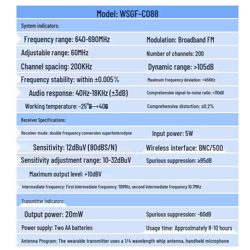 Weishu WSGF-C088 1-to-8 True Diversity Gooseneck Desktop Wireless Microphone System (CN version)
