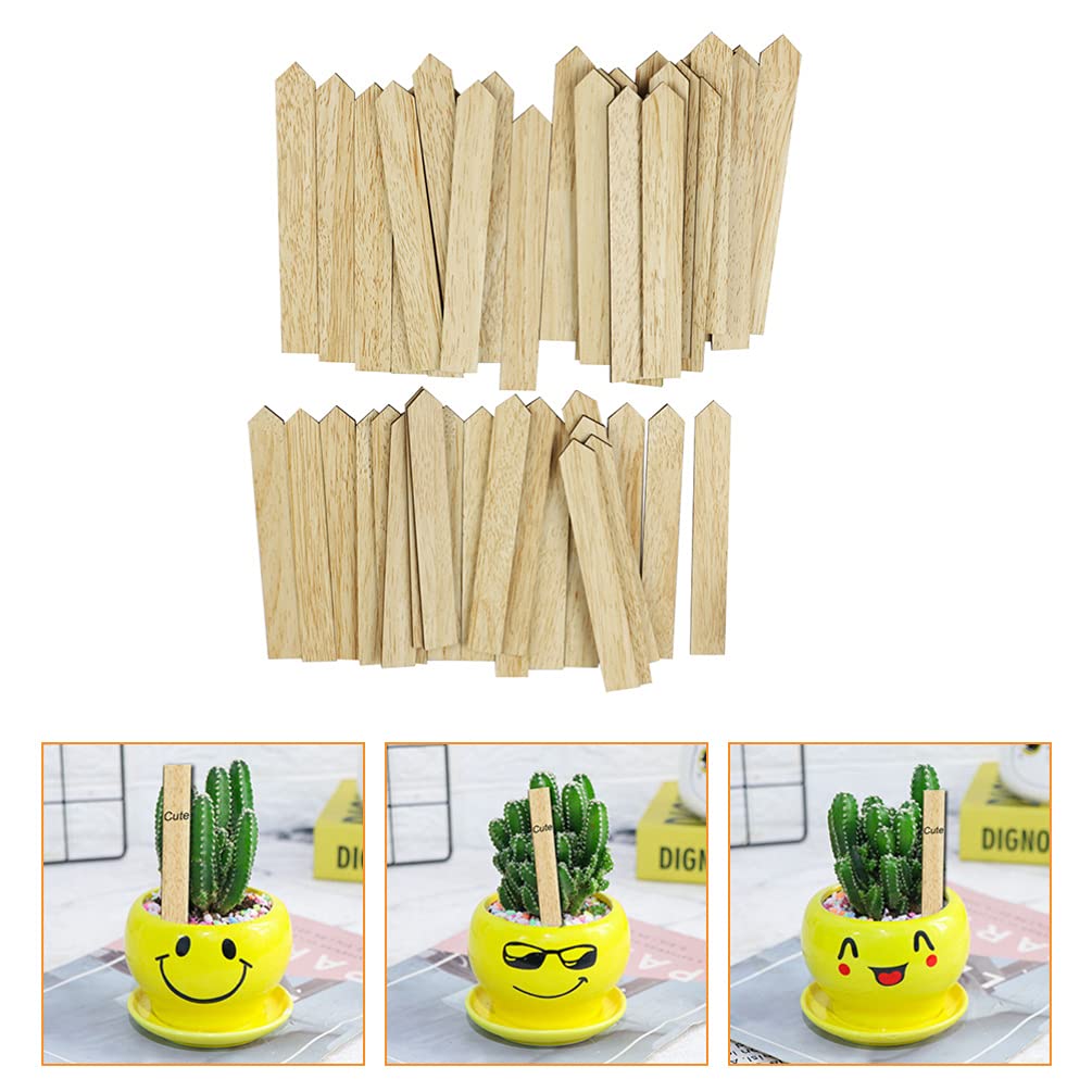 Amosfun Gardening Name Plates for Flower Pot Vertical Wood 50 Gardening Decoration Flower Easy To X 2 Cm Labels, Succulents, Tags, Wooden, Small,