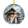 Nativity Night Ornament Round Acrylic Birth of Jesus Christ Hanging Decoration Religious Themed Christmas Keepsake for Winter Xmas Tree Decor