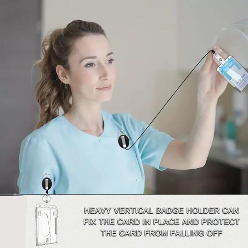 Transparent Cards Slots ID Tag Badge Holder with Badge Reel Cards Storage Organizer Employee Pass Work Card Case Sleeve