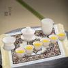 Mutton Fat Jade White Porcelain Kung Fu Tea Set with Mat