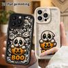 Phone Case: 2D Flat Design Suitable for iPhone 18 17 16 15 14 13 Pro, Unisex, Ghost Holding a Pumpkin, Christmas and Halloween Gift