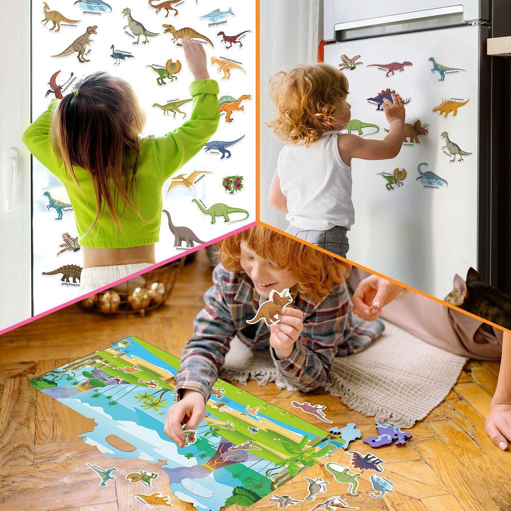 DIY Jelly Sticker Book Green Dinosaur Baby Early Education Cognitive Fun Puzzle Puzzle Jelly Sticker Quiet Book