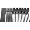 24Pcs Black Dinnerware Set Knife Fork Coffee Spoon Cutlery Set Stainless Steel Flatware Western Kitchen Silverware Tableware