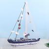Modellino di Barca a Vela in Legno Costiera Statuetta di Nave Nautica Rustica con Conchiglia e Stella Marina Ornamento da Tavolo a Tema Spiaggia Oceano per Soggiorno Camera da Letto