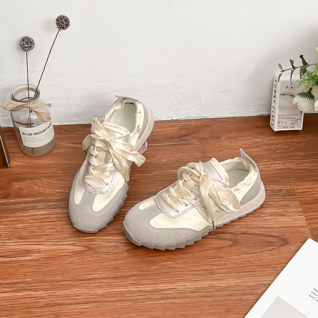 Cowhide version~ Grape mother with the same inner height increase Forrest Gump shoes lace-up flat ballet style versatile sports and leisure shoes wome