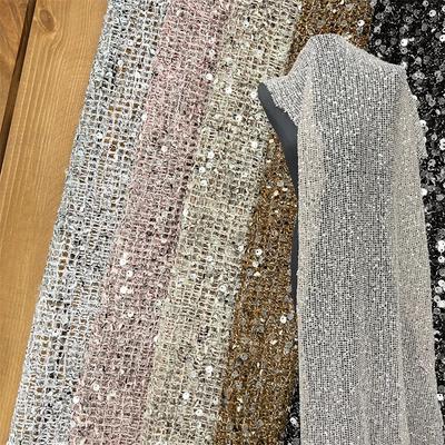 1Yards Mesh Embroidery 5MM Crystal Sequin Fabric Fashion Dress Stage Performance Clothing DIY Sequin Embroidery Fabric