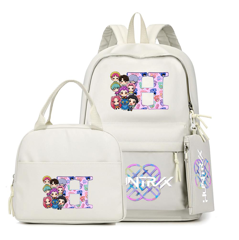 3Pcs/set 26 English Letter K-Pop Printed Backpack with Handbag Pencil Case for Teenager Student Boy Girl Schoolbag Large Capacity Travel Bag Rucksak