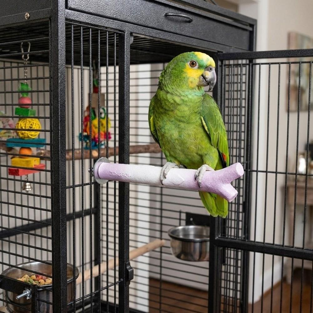 Screw Fixation Bird Station Pole Branch-Shaped Parrot Grinding Stick  Training Perch