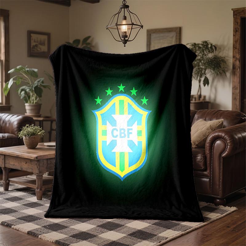 Brasilien landslaget Tryck Flanellfilt Mjuk Varm Soffa Säng Pläd för Hem Kontor Sovrum