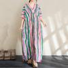 Short Sleeve Plus Size Cotton Vintage Stripe New In Dresses for Women Casual Loose Long Summer Dress