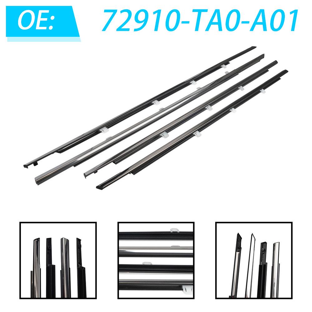 4-Piece Window Seal Set for 08-12 Honda Accord (Part Numbers: 72910-TA0-A01, 72950-TA0-A01)