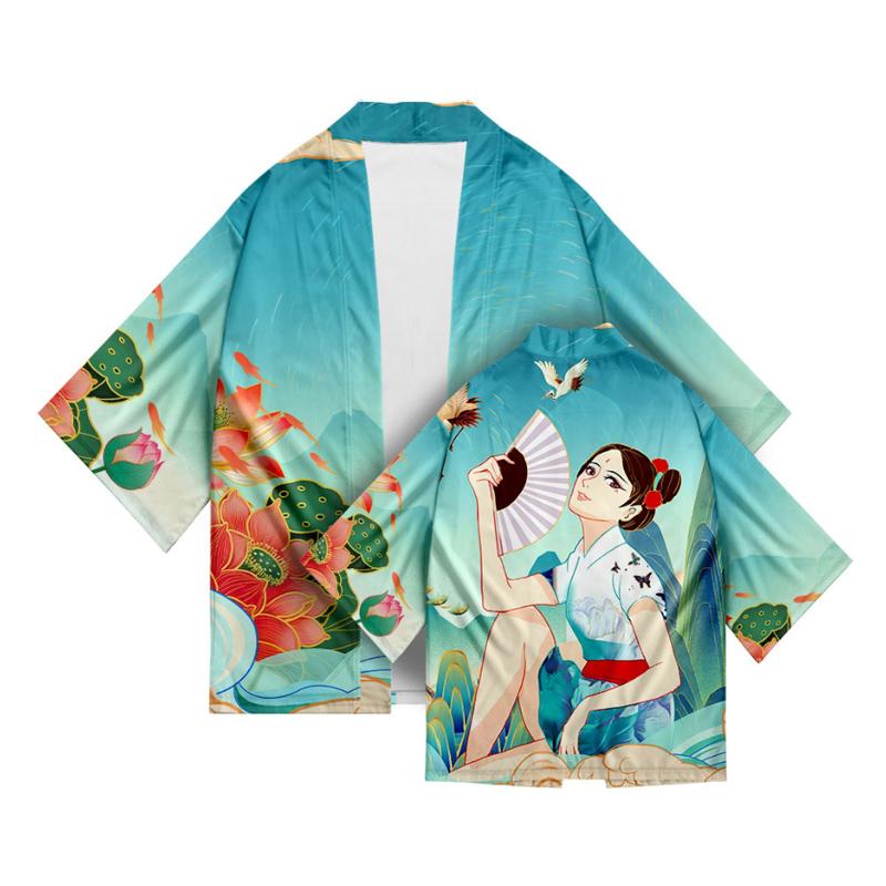 

Женская куртка-кимоно с рукавом семь восьмых, с 3D-принтом прилива, свободного кроя, большого размера, в тренде 4XL