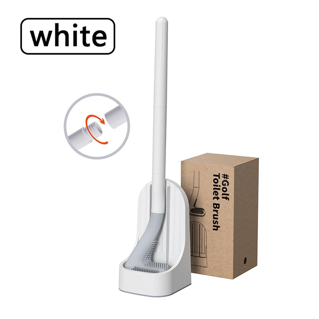 Toilet Brush with Base, Wall-Mounted Bathroom Quick Drain Cleaning Tool, All-purpose Cleaning Brush, Soft Rubber Brush Head