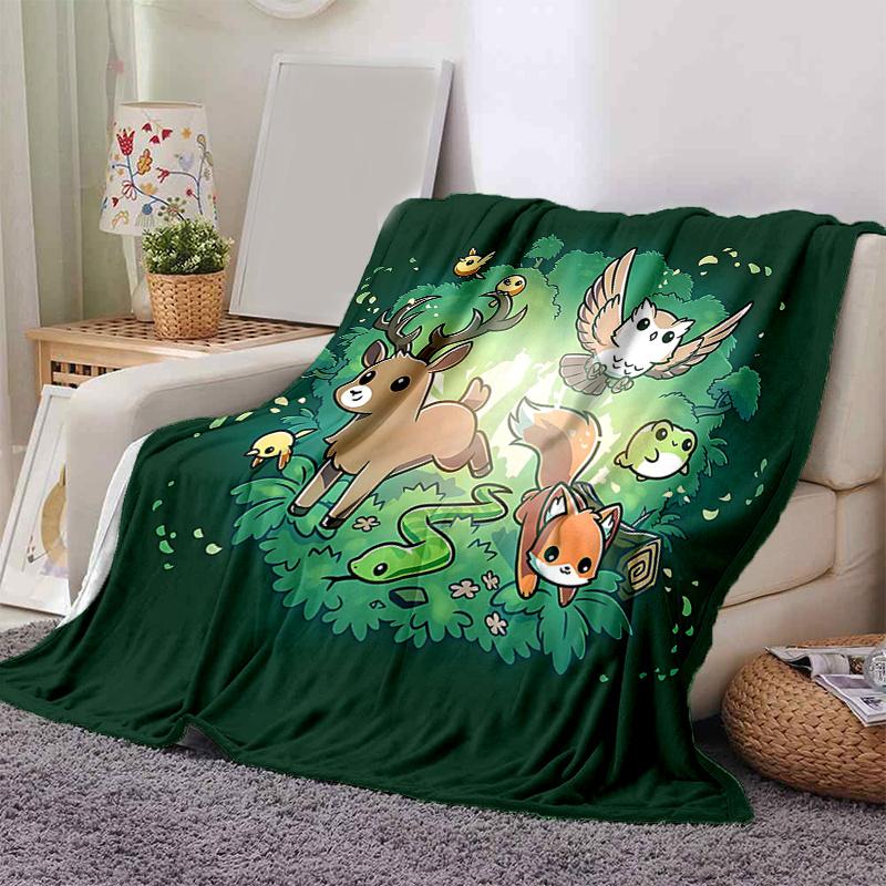 1pc Cute Little Animals Blanket, Home Decorative for All Seasons, Living Room, Travel, Camping, Car Blankets