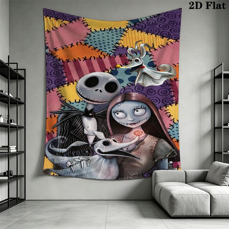 Jack Skellington'S Halloween Night Adventure Tapestry Fashion Print Wallmounted Atmospheric Background Cloth Background Cloth Wall Decoration