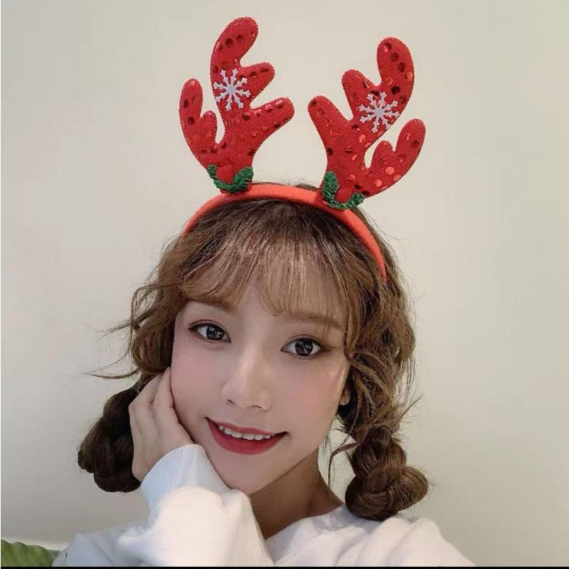 Vánoční čelenka Xmas Elk Horn Bell Flitr Vánoční gumička do vlasů Šťastný Nový Rok Fotorekvizity Veselé Vánoce Dekor Dárky pro děti