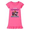 M1240 Kids Girls Kpop Rumi Zoey Mira Print Short Sleeves Ruffle Dress