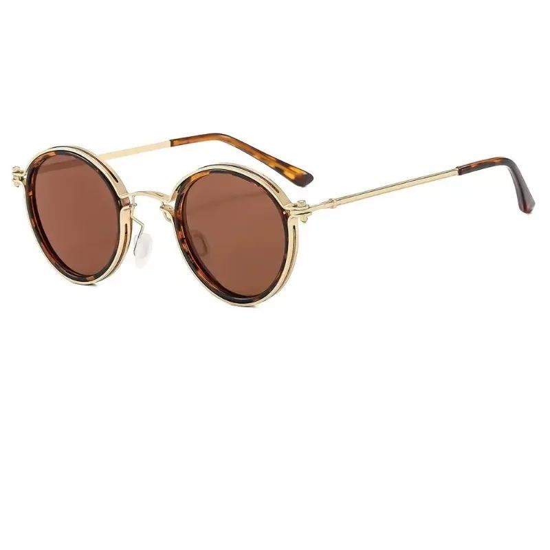 Round Metal Punk Sunglasses UV400 Protection Unisex Retro Classic High End Travel Driving Glasses Stylish Durable